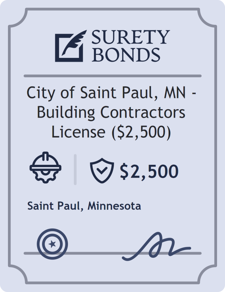 Surety bond badge for City of Saint Paul, MN - Building Contractors License ($2,500)