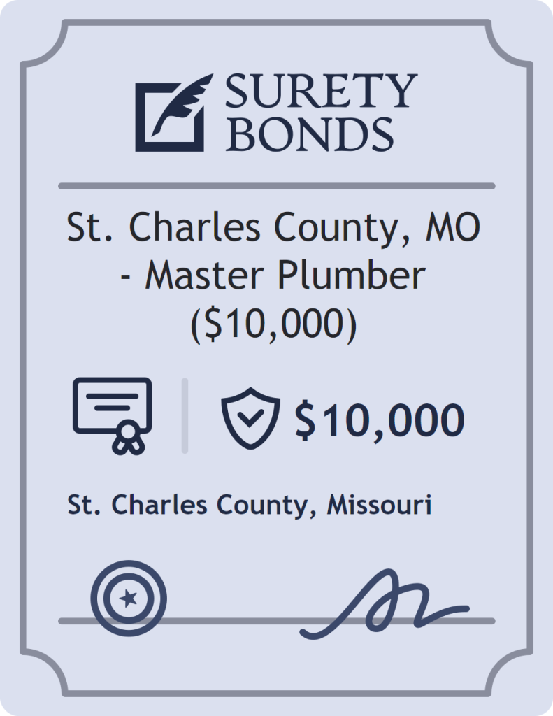 Surety bond badge for St. Charles County, MO - Master Plumber ($10,000)