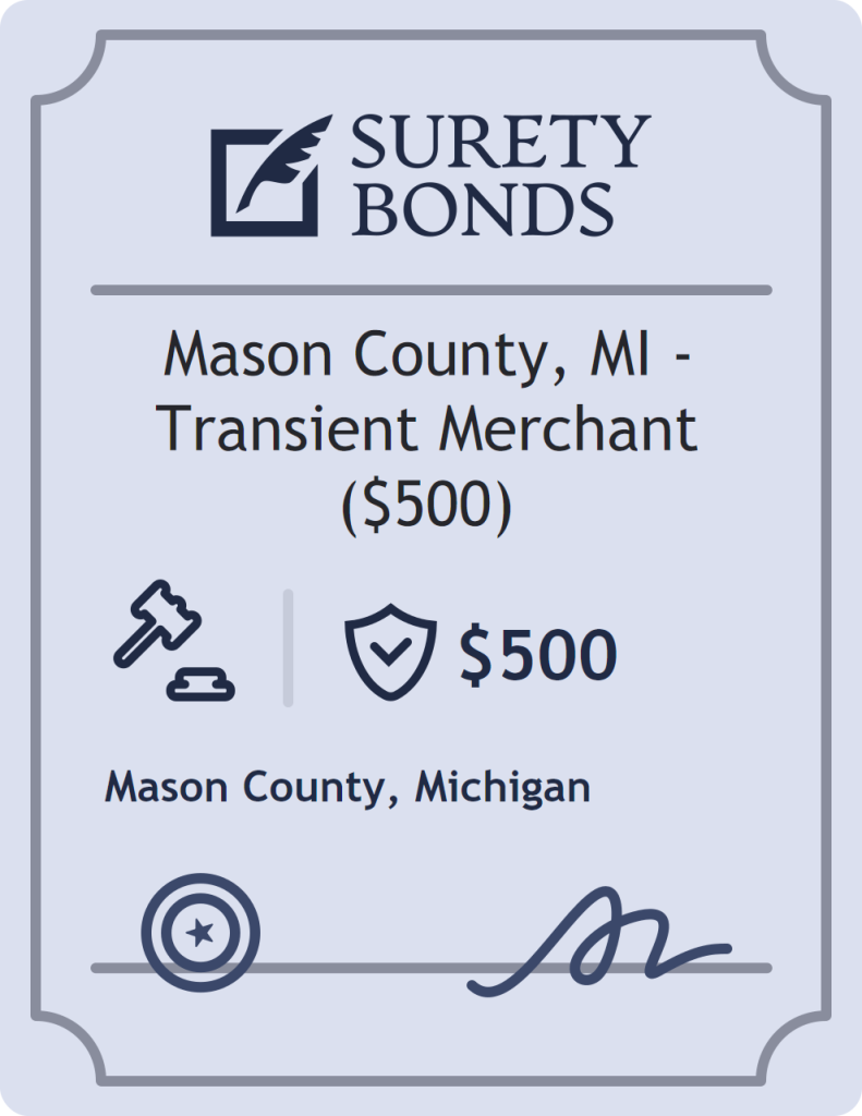 Surety bond badge for Mason County, MI - Transient Merchant ($500)