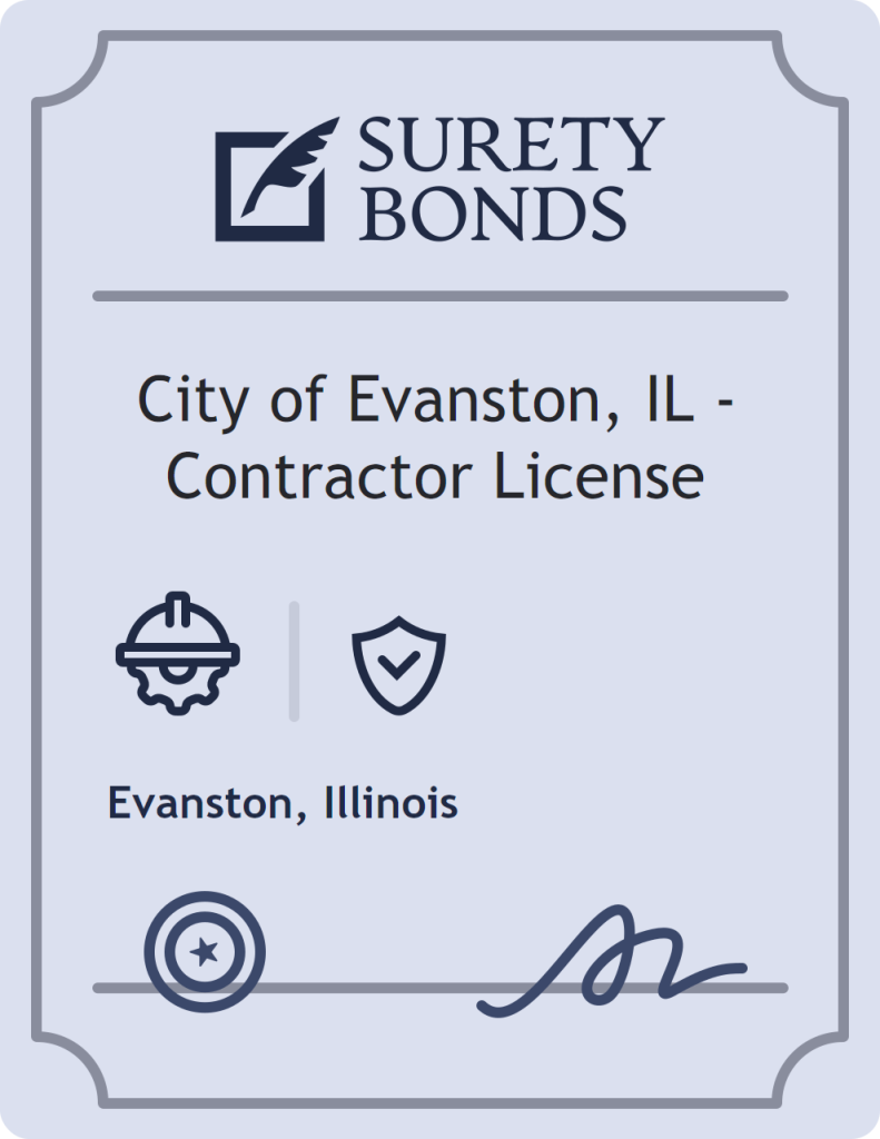 Surety bond badge for City of Evanston, IL - Contractor License