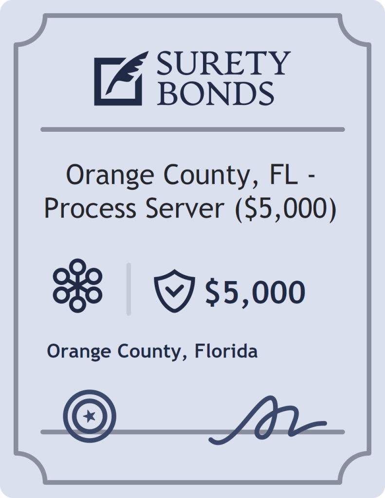 Surety bond badge for Orange County, FL - Process Server ($5,000)
