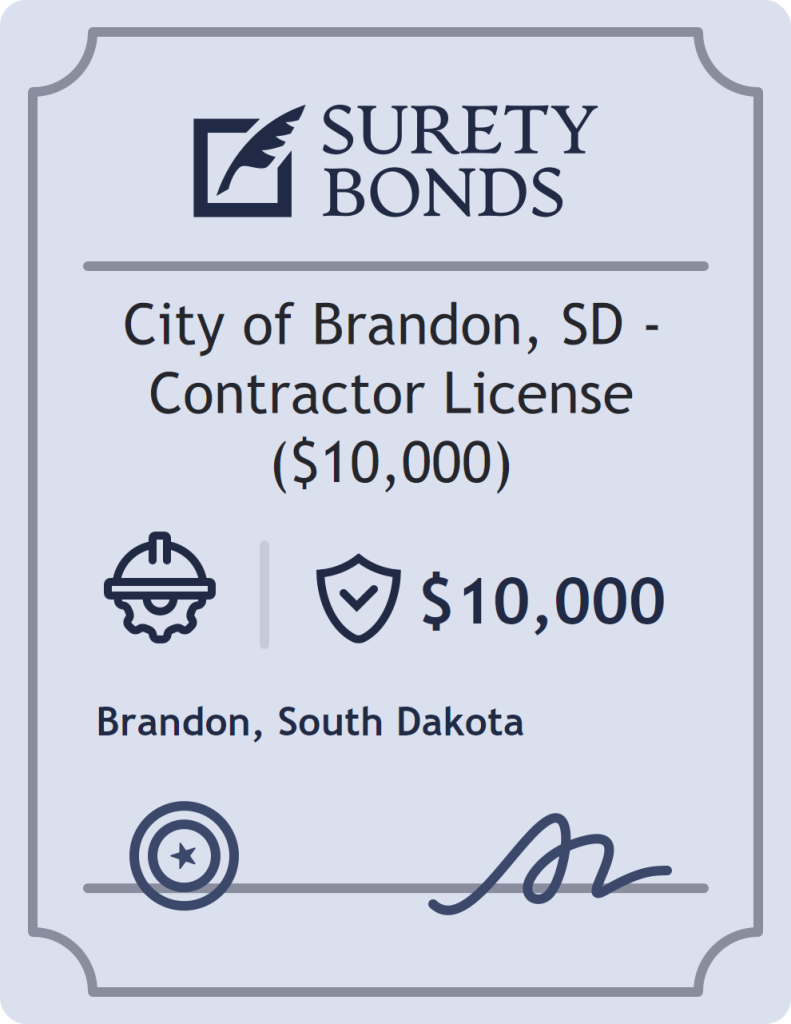Surety bond badge for City of Brandon, SD - Contractor License ($10,000)
