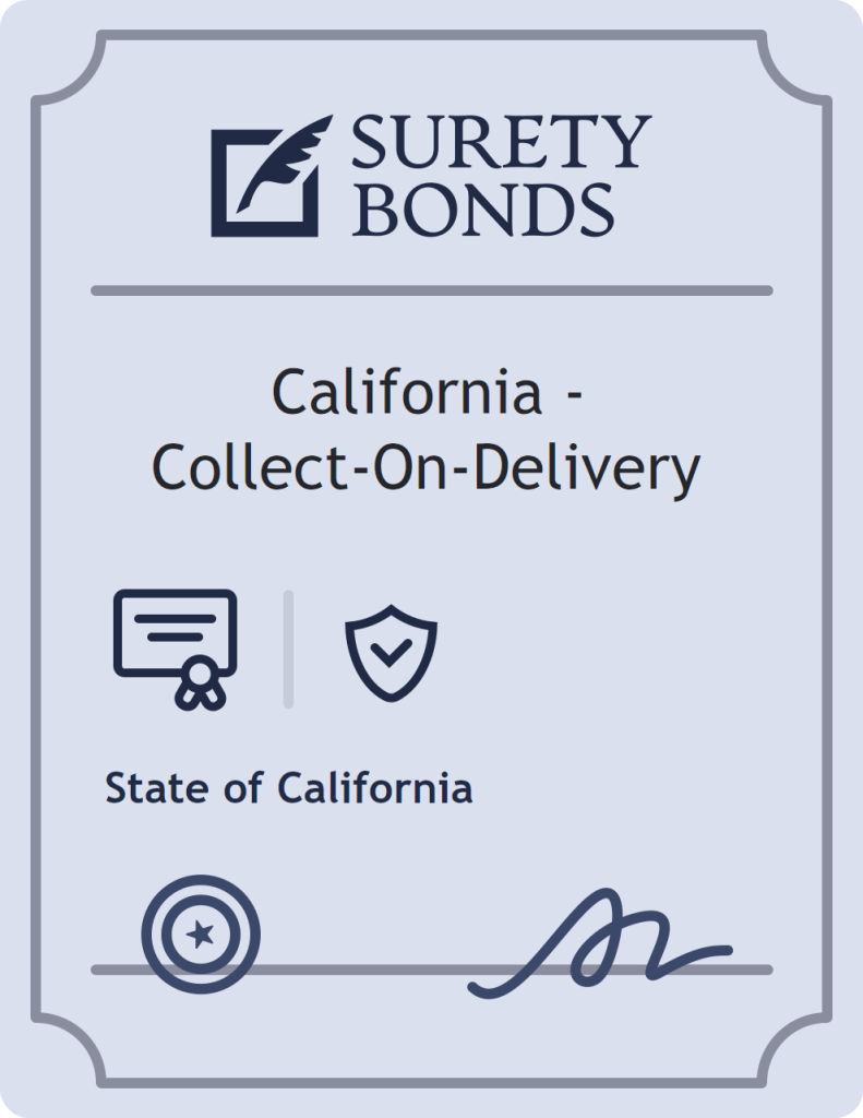 Surety bond badge for California - Collect-On-Delivery