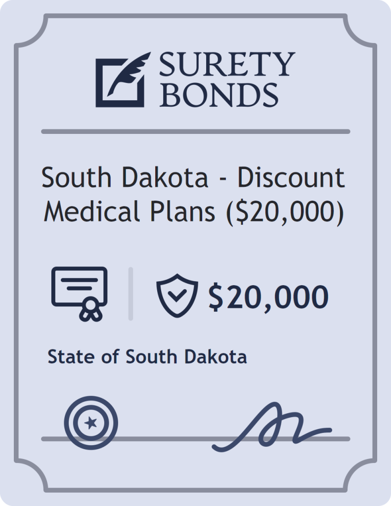 Surety bond badge for South Dakota - Discount Medical Plans ($20,000)