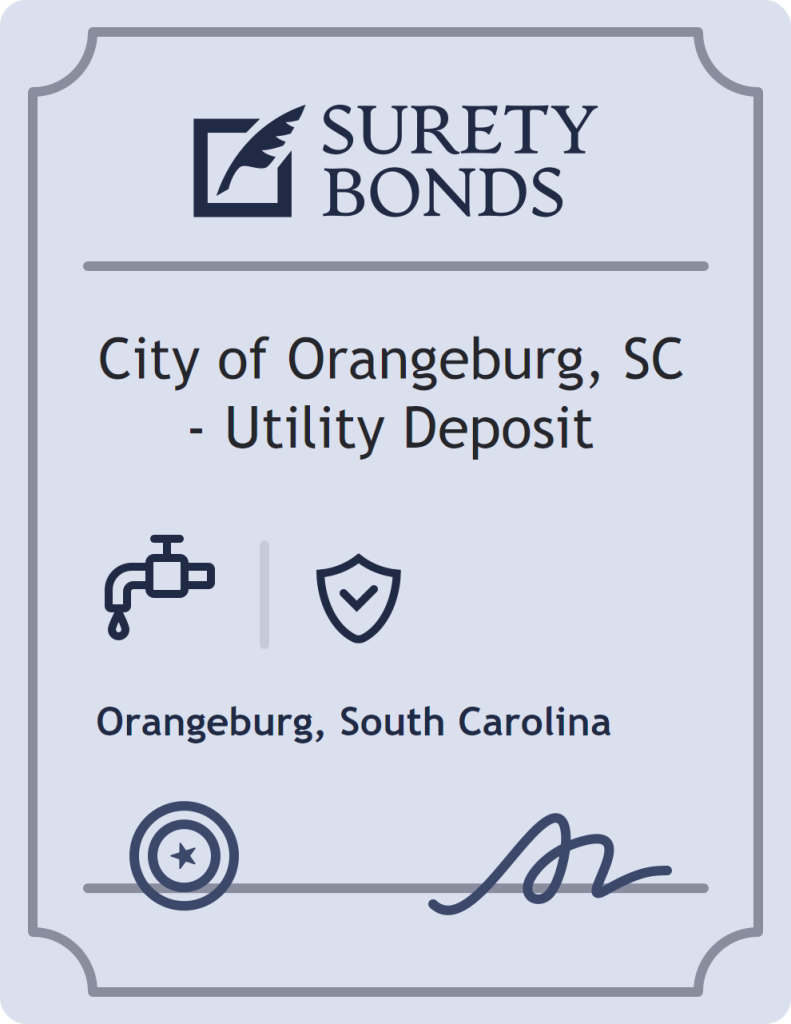 Surety bond badge for City of Orangeburg, SC - Utility Deposit