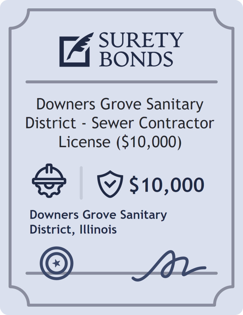 Surety bond badge for Downers Grove Sanitary District - Sewer Contractor License ($10,000)