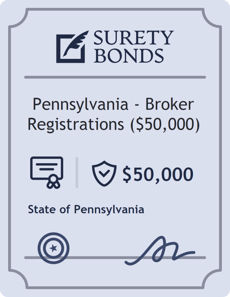 Surety bond badge for Pennsylvania - Broker Registrations ($50,000)