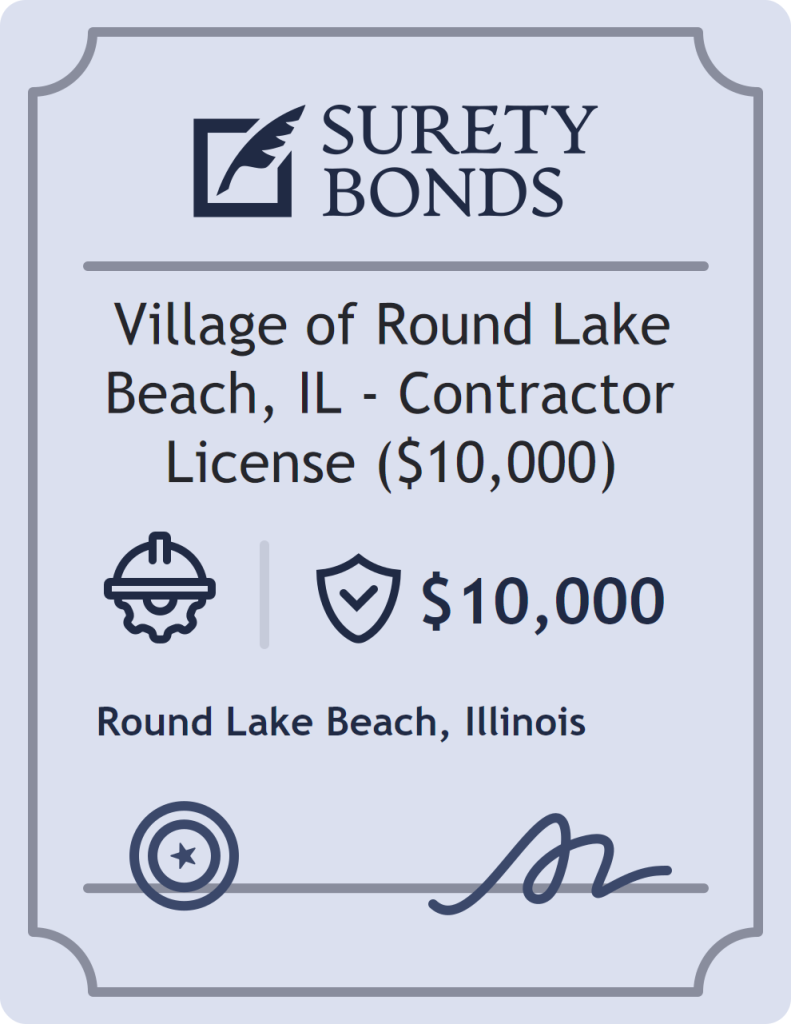 Surety bond badge for Village of Round Lake Beach, IL - Contractor License ($10,000)