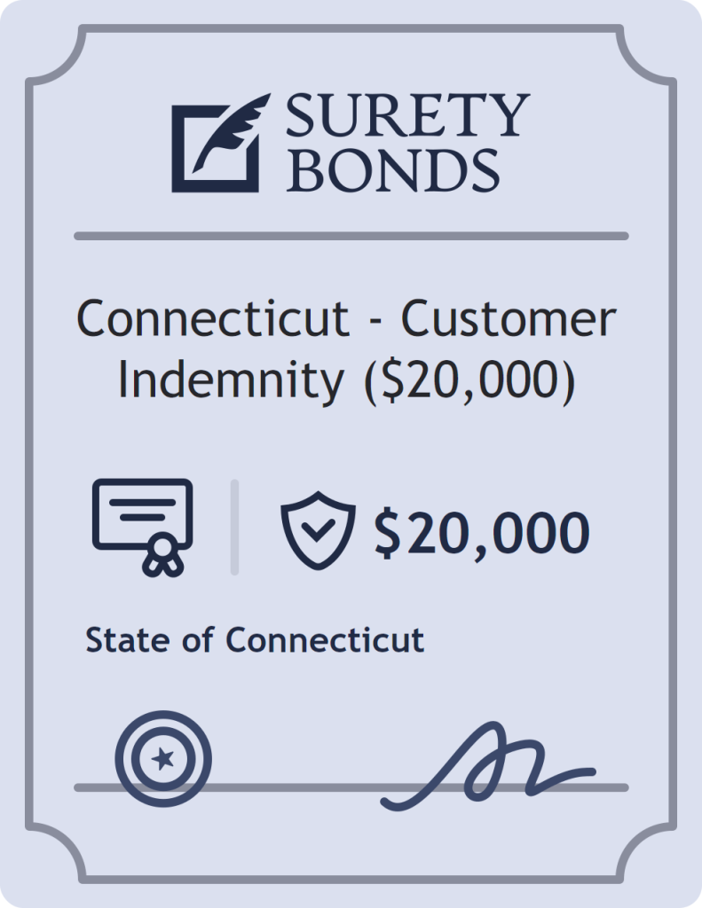 Surety bond badge for Connecticut - Customer Indemnity ($20,000)