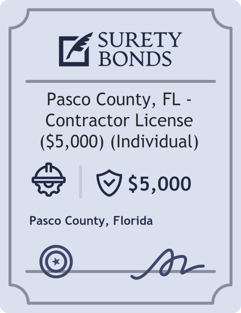 Surety bond badge for Pasco County, FL - Contractor License ($5,000) (Individual)