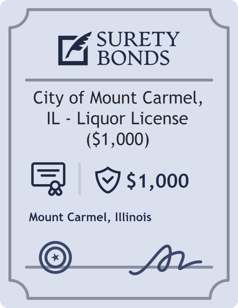Surety bond badge for City of Mount Carmel, IL - Liquor License ($1,000)