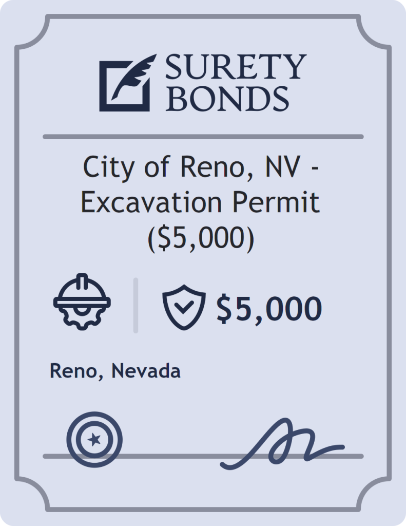 Surety bond badge for City of Reno, NV - Excavation Permit ($5,000)