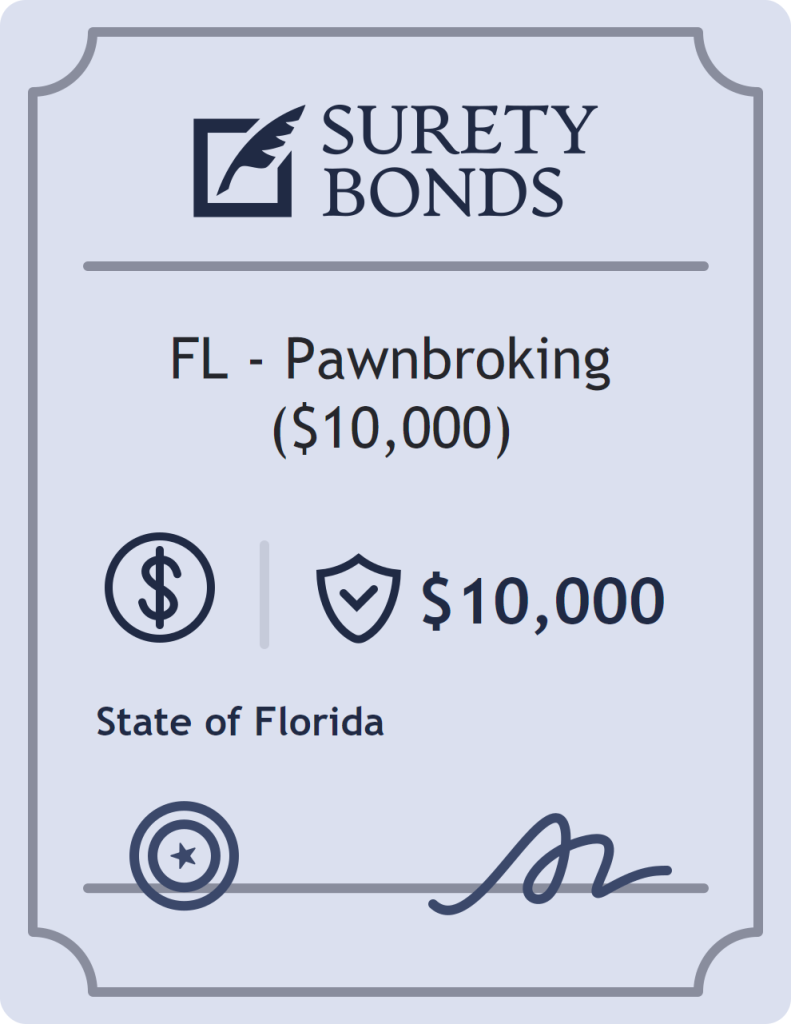 Surety bond badge for FL - Pawnbroking ($10,000)