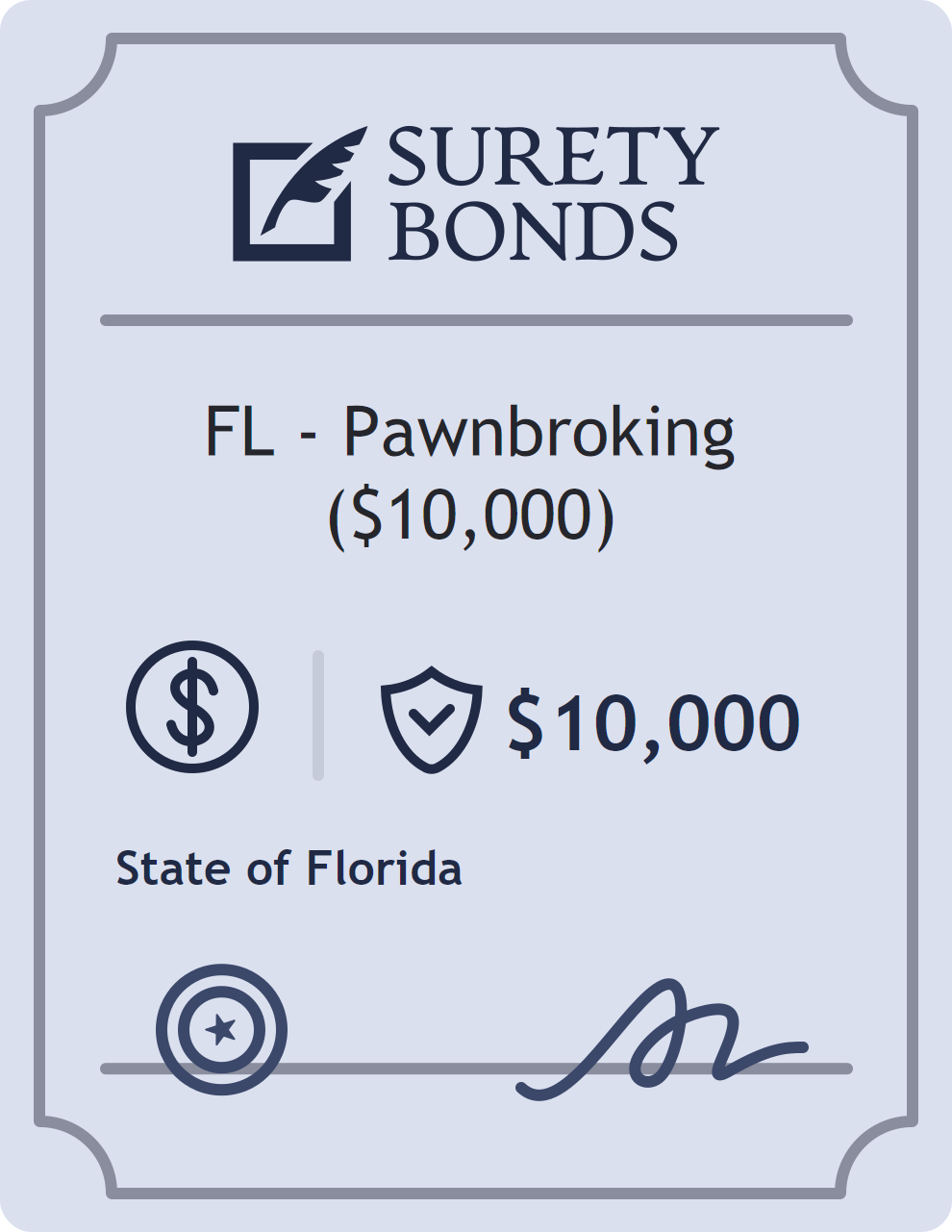 Surety bond badge for FL - Pawnbroking ($10,000)