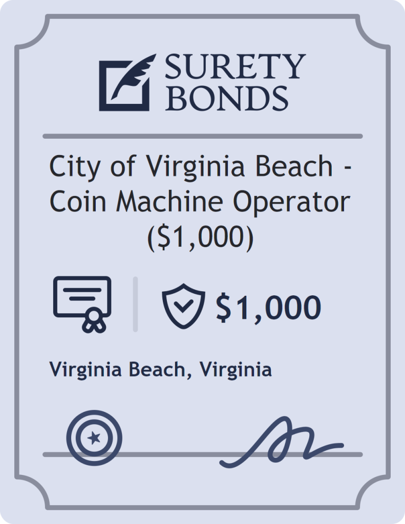 Surety bond badge for City of Virginia Beach - Coin Machine Operator ($1,000)