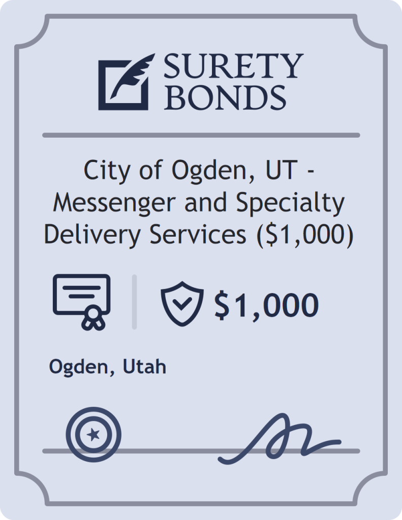 Surety bond badge for City of Ogden, UT - Messenger and Specialty Delivery Services ($1,000)