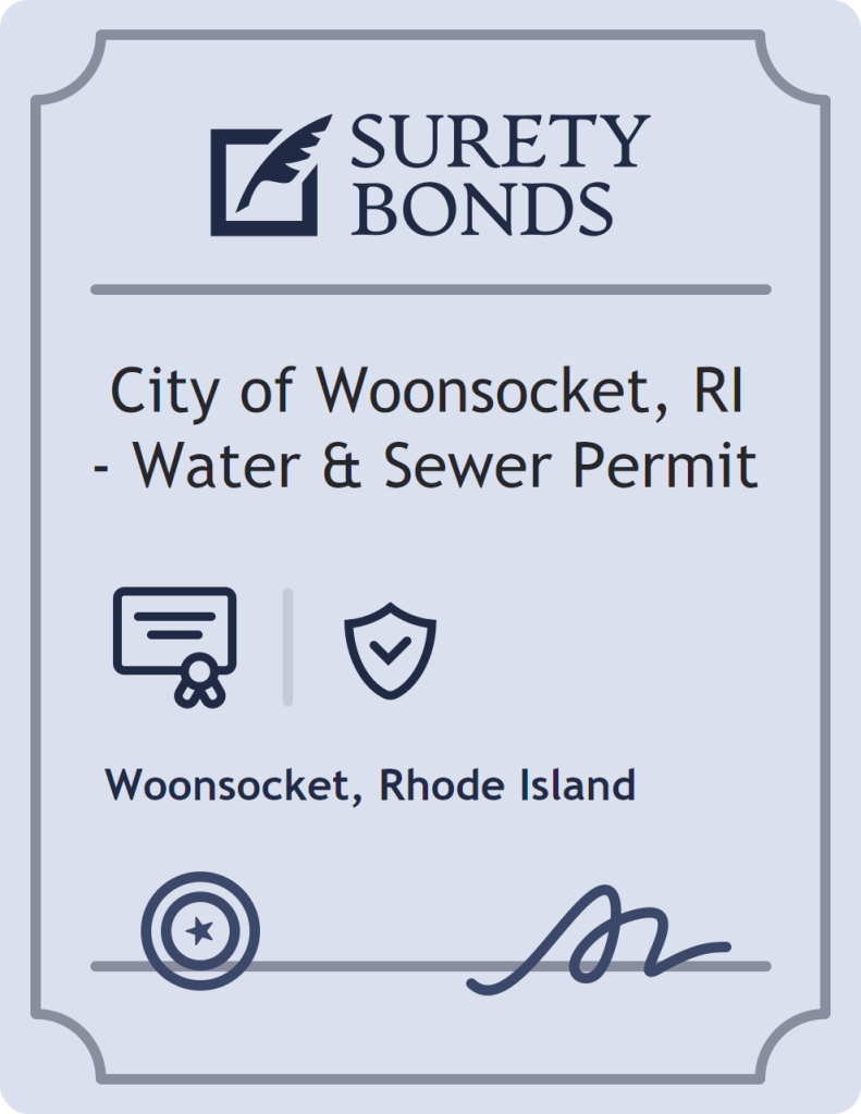 Surety bond badge for City of Woonsocket, RI - Water & Sewer Permit