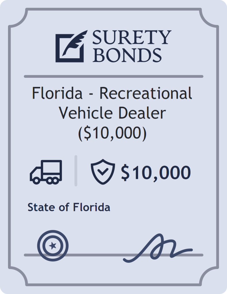 Surety bond badge for Florida - Recreational Vehicle Dealer ($10,000)