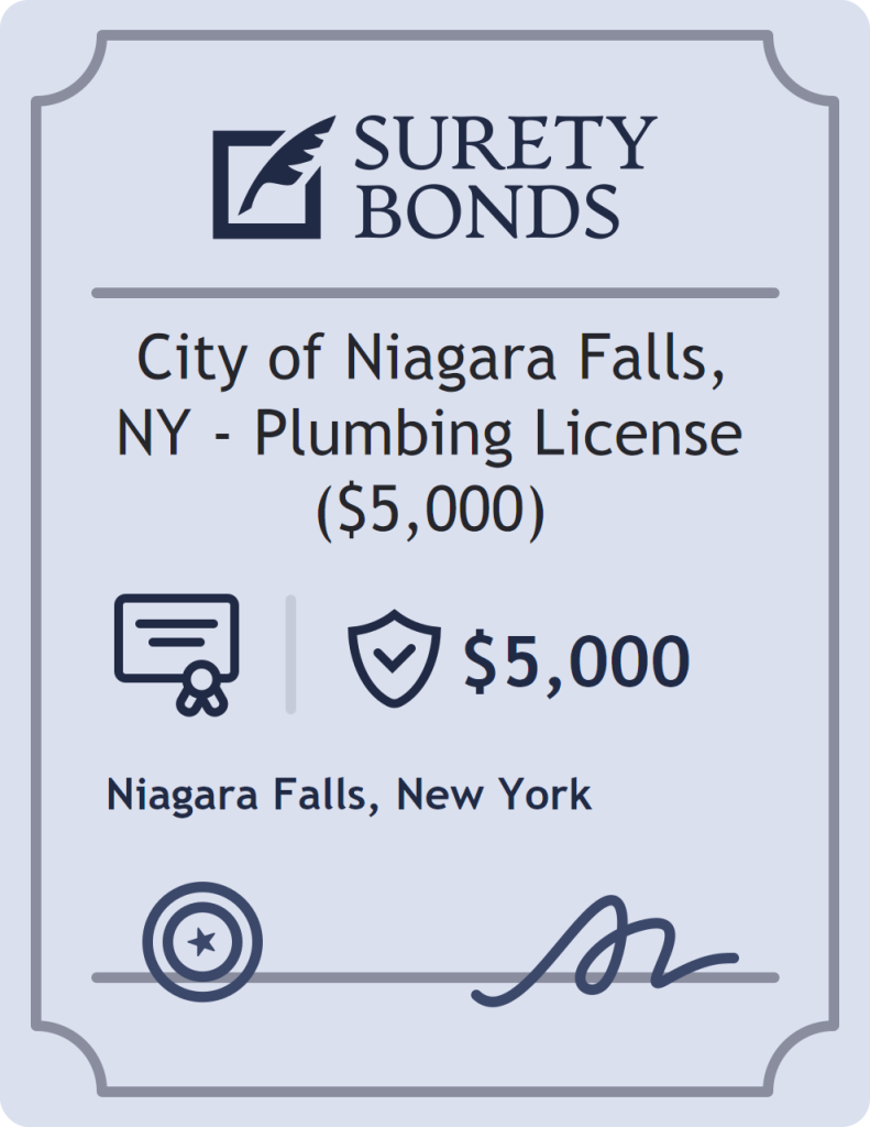 Surety bond badge for City of Niagara Falls, NY - Plumbing License ($5,000)