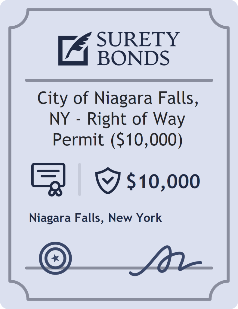 Surety bond badge for City of Niagara Falls, NY - Right of Way Permit ($10,000)