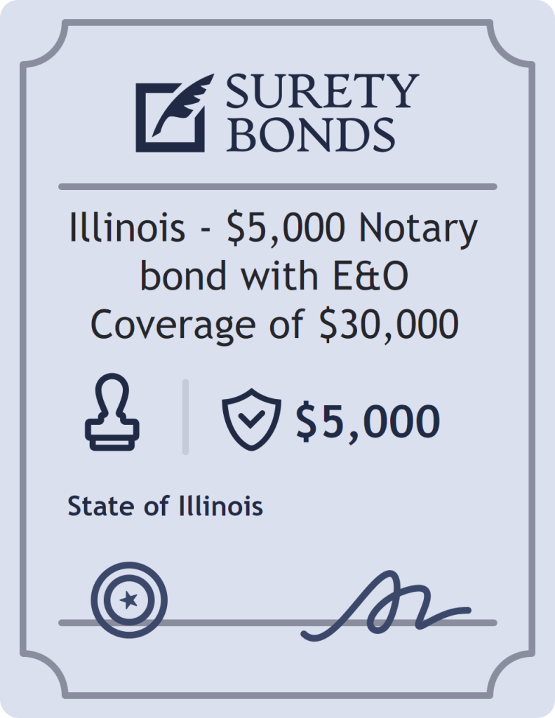 Surety bond badge for Illinois - $5,000 Notary bond with E&O Coverage of $30,000