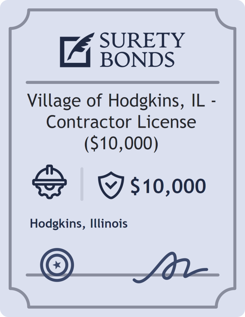 Surety bond badge for Village of Hodgkins, IL - Contractor License ($10,000)