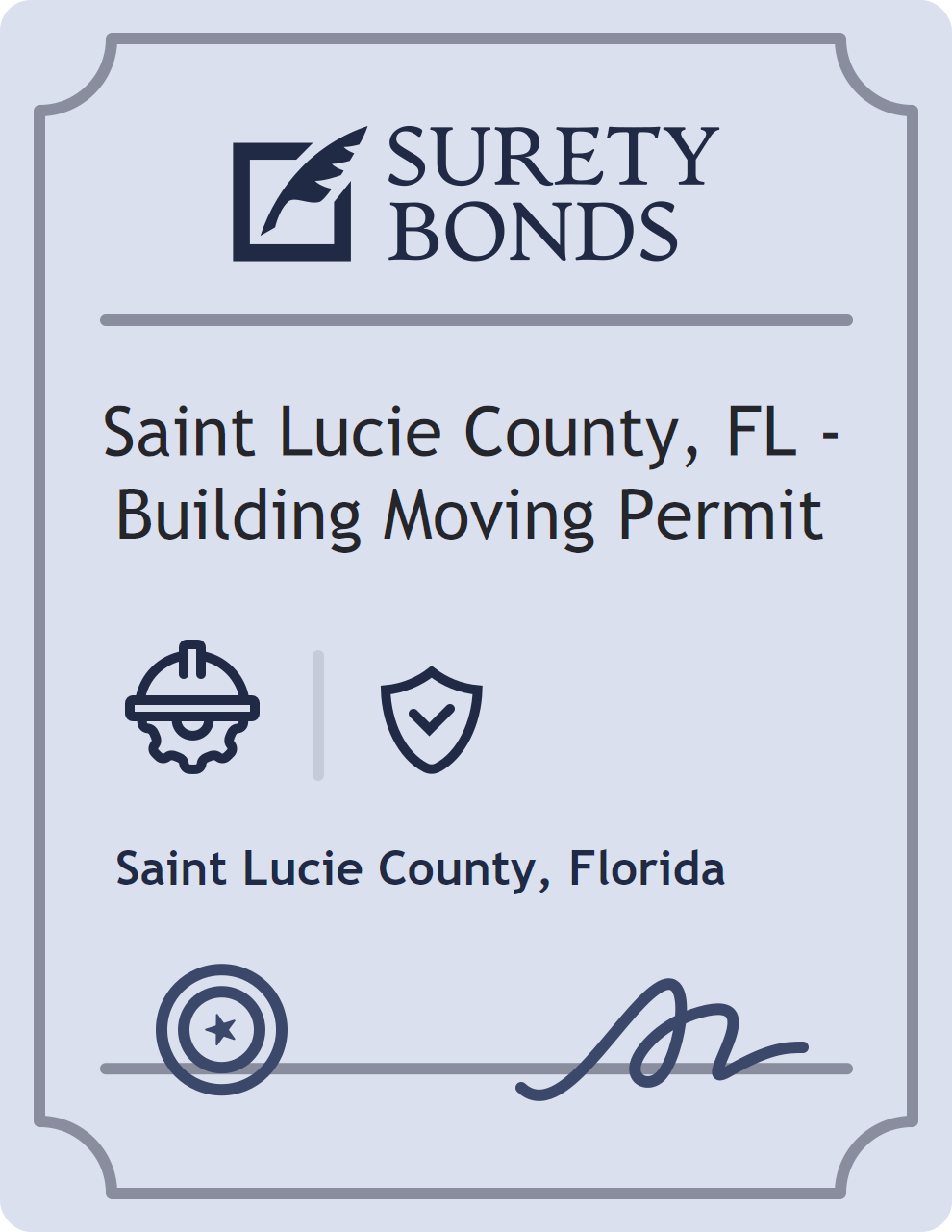 Surety bond badge for Saint Lucie County, FL - Building Moving Permit
