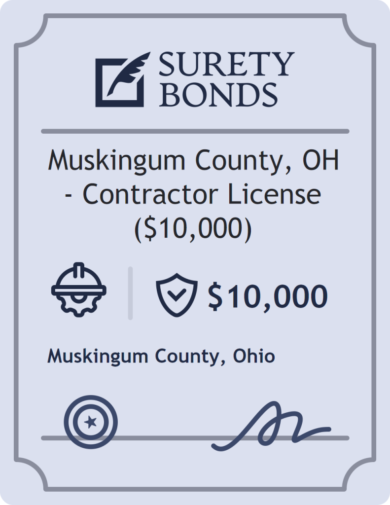 Surety bond badge for Muskingum County, OH - Contractor License ($10,000)