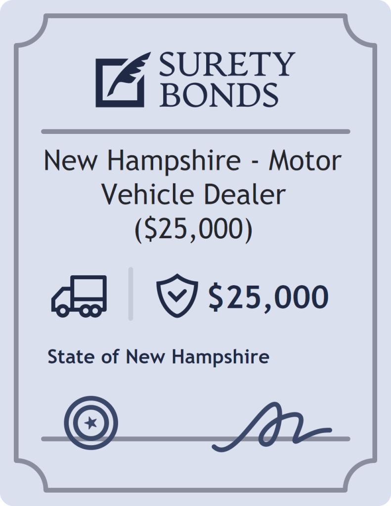 Surety bond badge for New Hampshire - Motor Vehicle Dealer ($25,000)