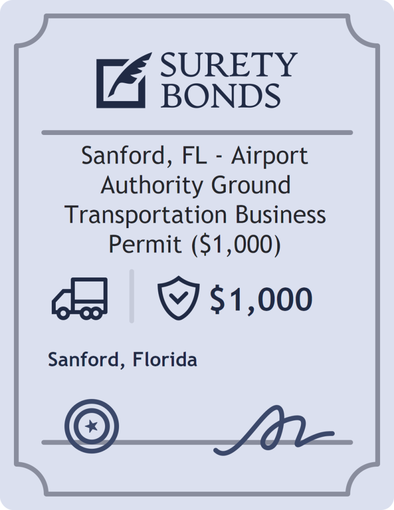 Surety bond badge for Sanford, FL - Airport Authority Ground Transportation Business Permit ($1,000)