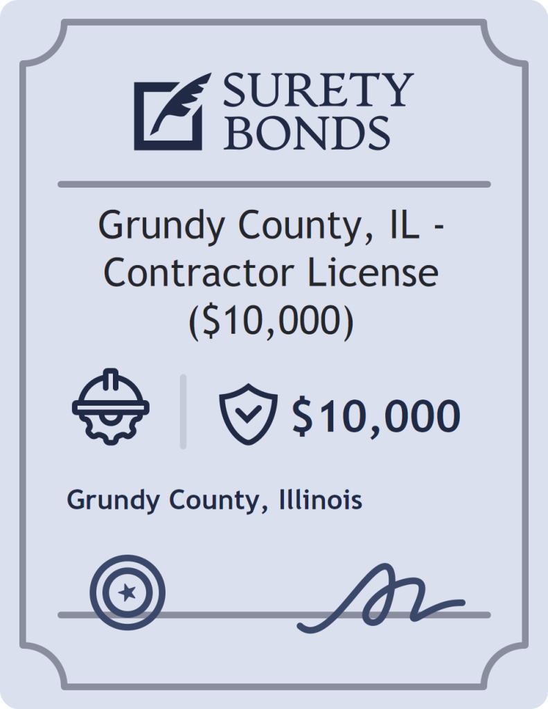 Surety bond badge for Grundy County, IL - Contractor License ($10,000)