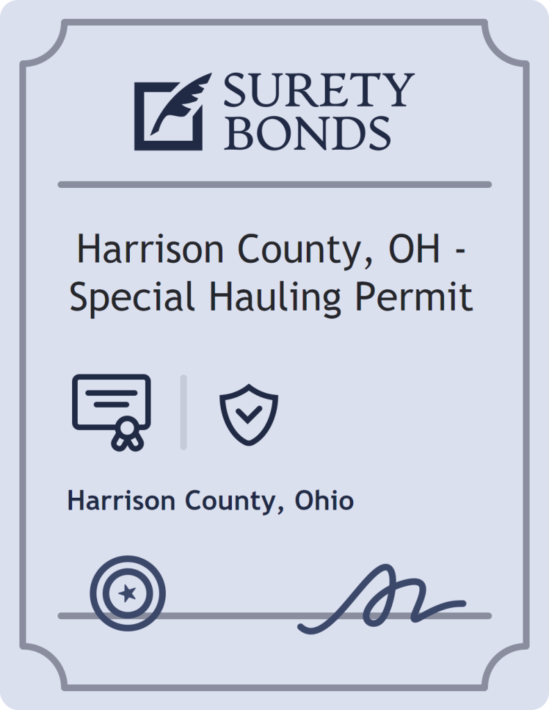 Surety bond badge for Harrison County, OH - Special Hauling Permit