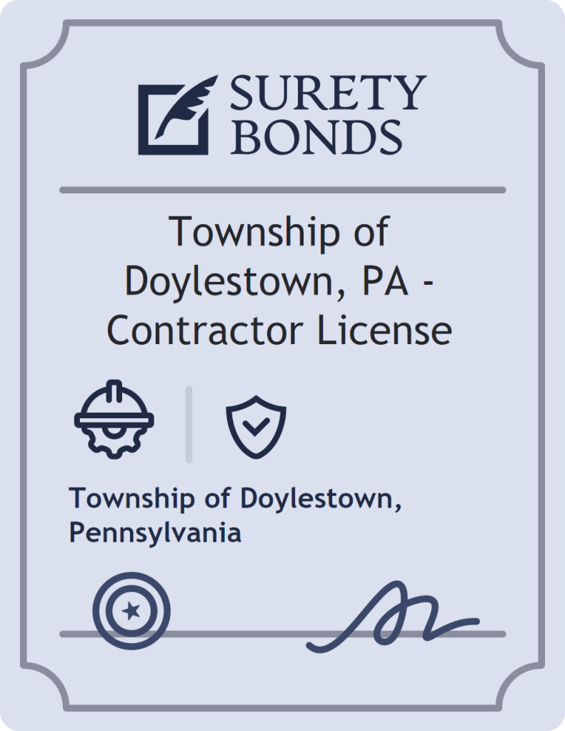 Surety bond badge for Township of Doylestown, PA - Contractor License