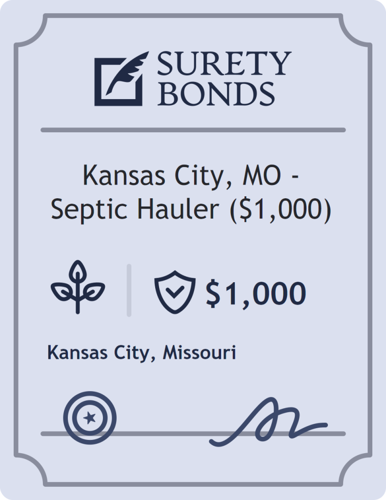 Surety bond badge for Kansas City, MO - Septic Hauler ($1,000)