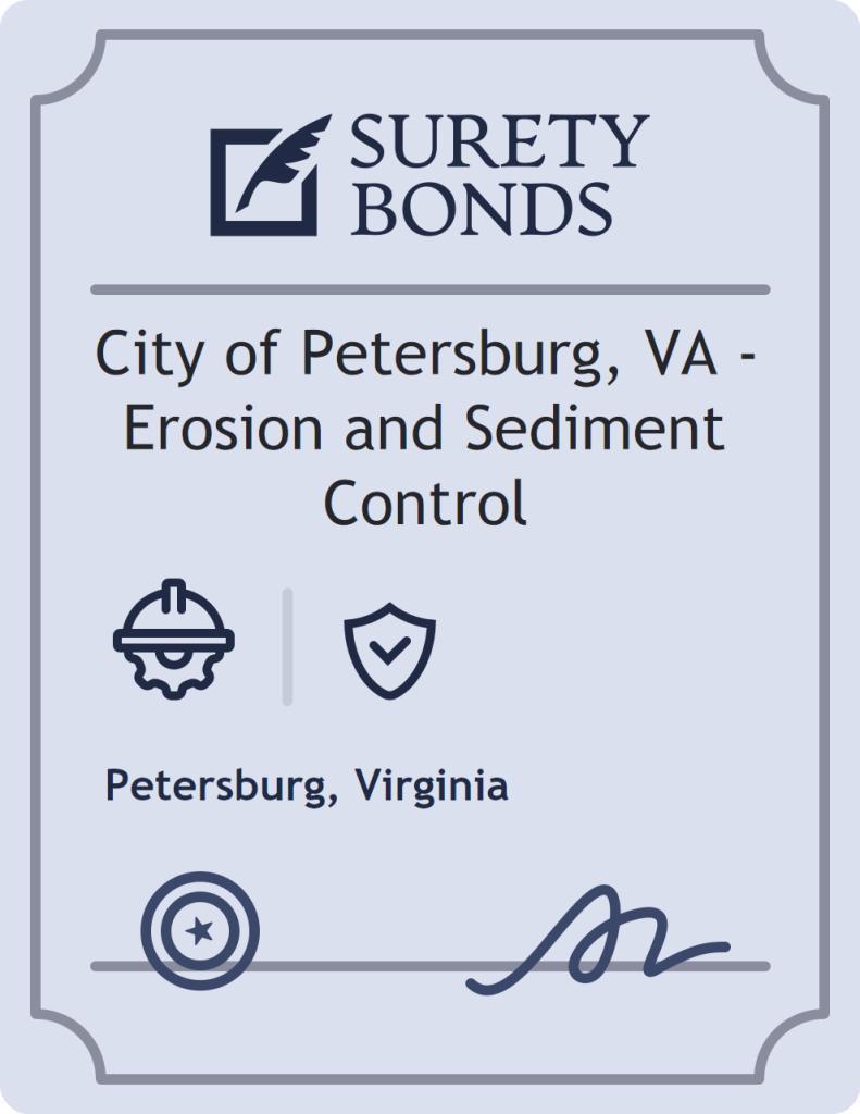 Surety bond badge for City of Petersburg, VA - Erosion and Sediment Control
