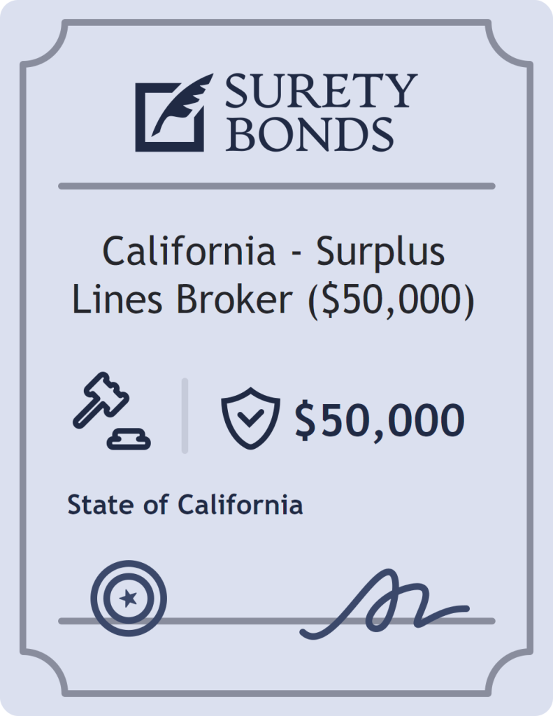 Surety bond badge for California - Surplus Lines Broker ($50,000)