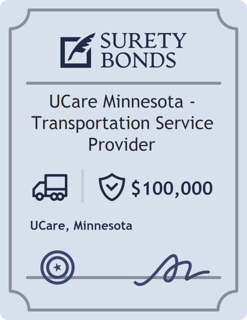 Surety bond badge for UCare Minnesota - Transportation Service Provider