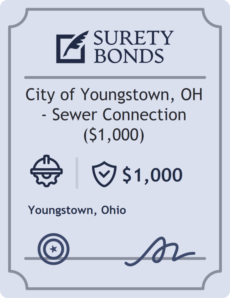 Surety bond badge for City of Youngstown, OH - Sewer Connection ($1,000)