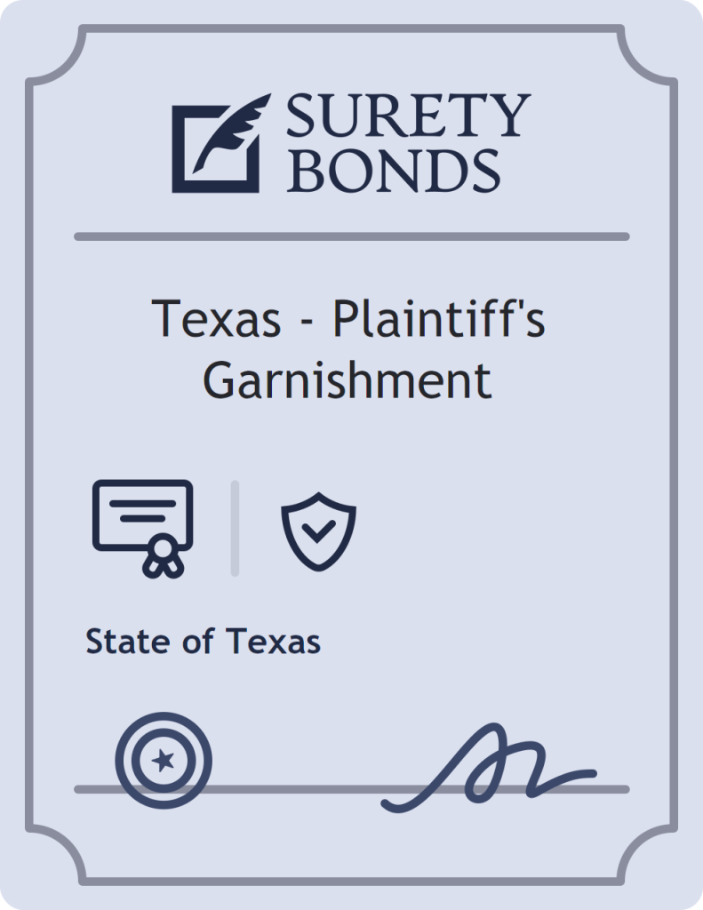Surety bond badge for Texas - Plaintiff's Garnishment