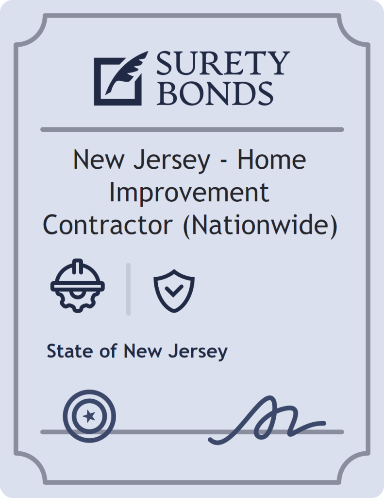 Surety bond badge for New Jersey - Home Improvement Contractor (Nationwide)