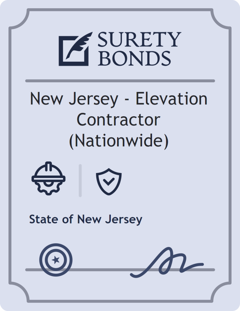 Surety bond badge for New Jersey - Elevation Contractor (Nationwide)