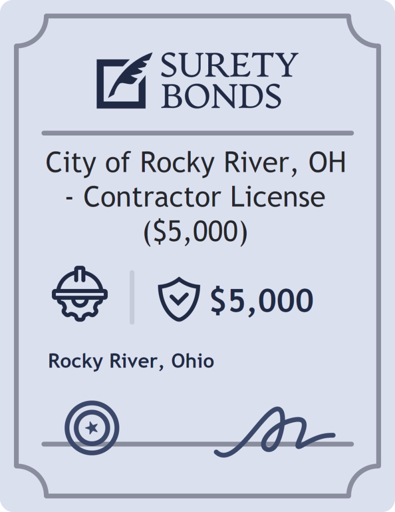 Surety bond badge for City of Rocky River, OH - Contractor License ($5,000)