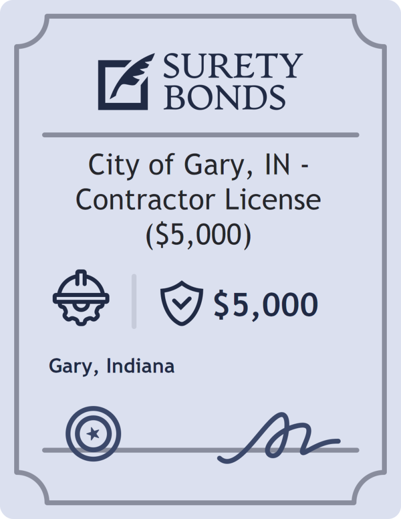 Surety bond badge for City of Gary, IN - Contractor License ($5,000)