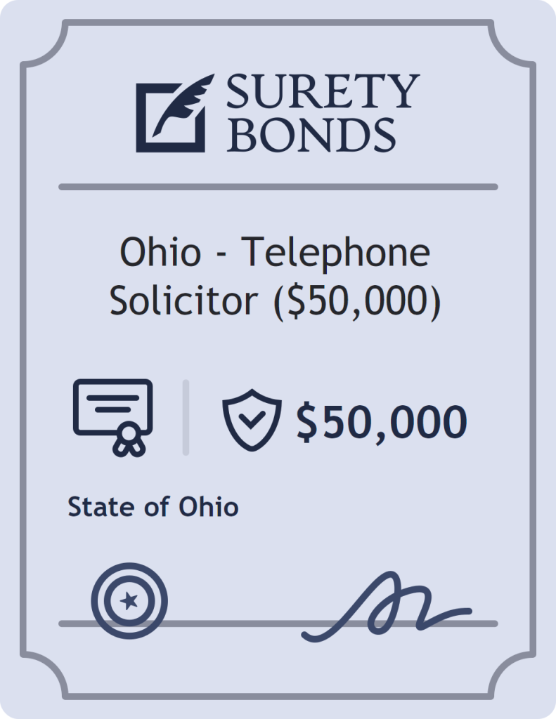 Surety bond badge for Ohio - Telephone Solicitor ($50,000)