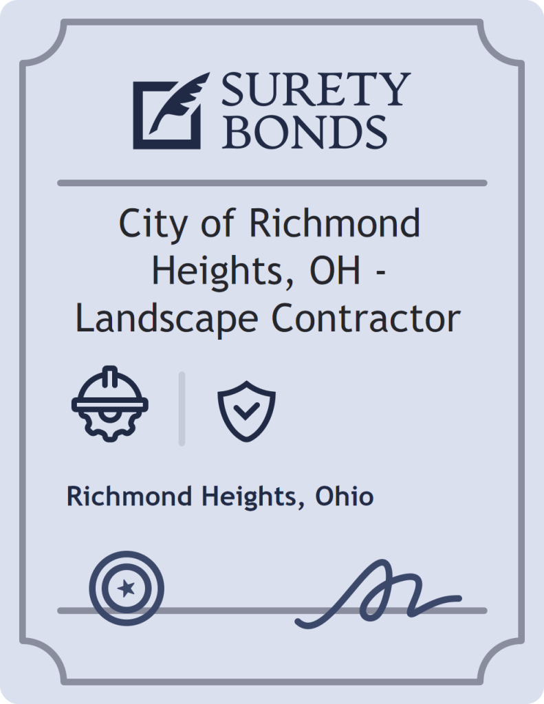 Surety bond badge for City of Richmond Heights, OH - Landscape Contractor