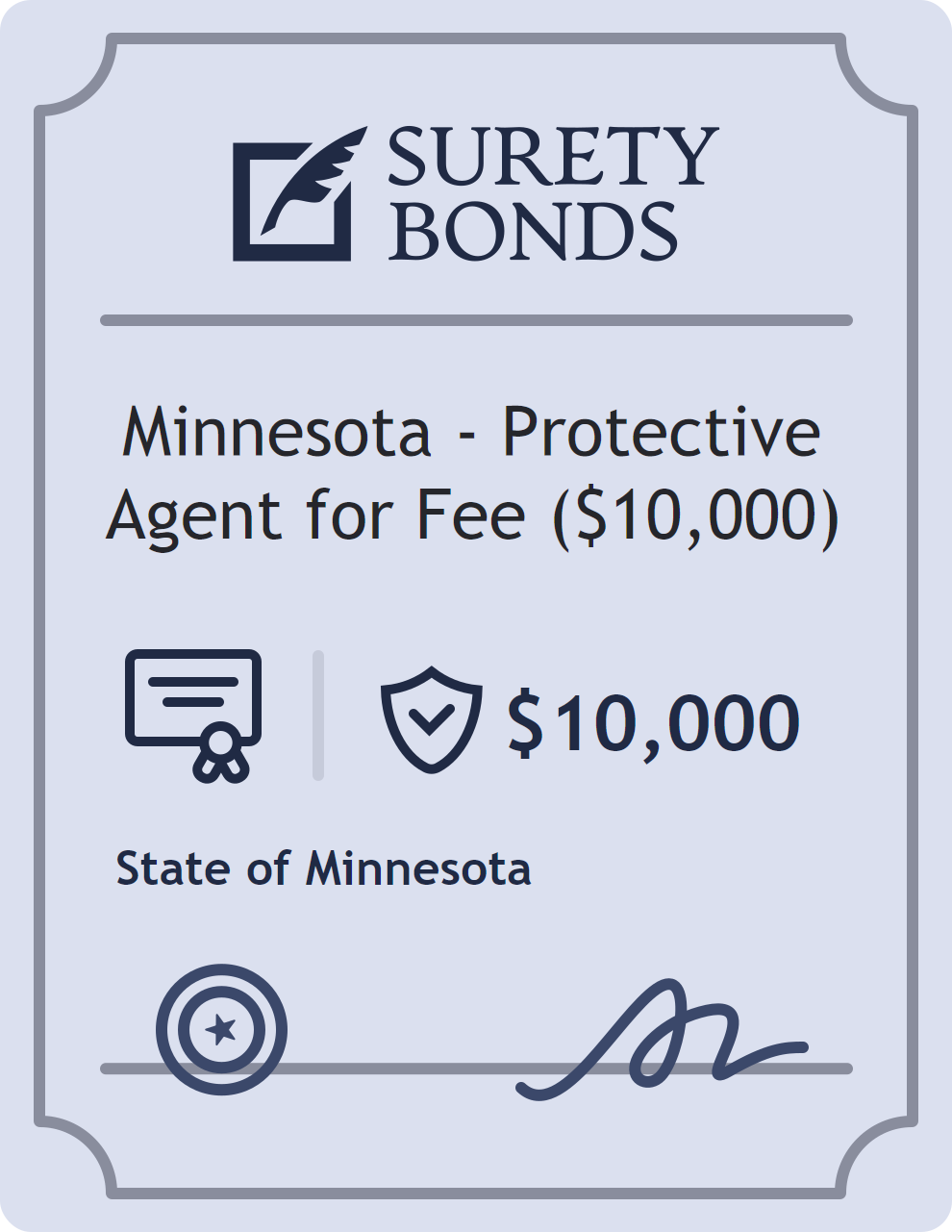 Surety bond badge for Minnesota - Protective Agent for Fee ($10,000)