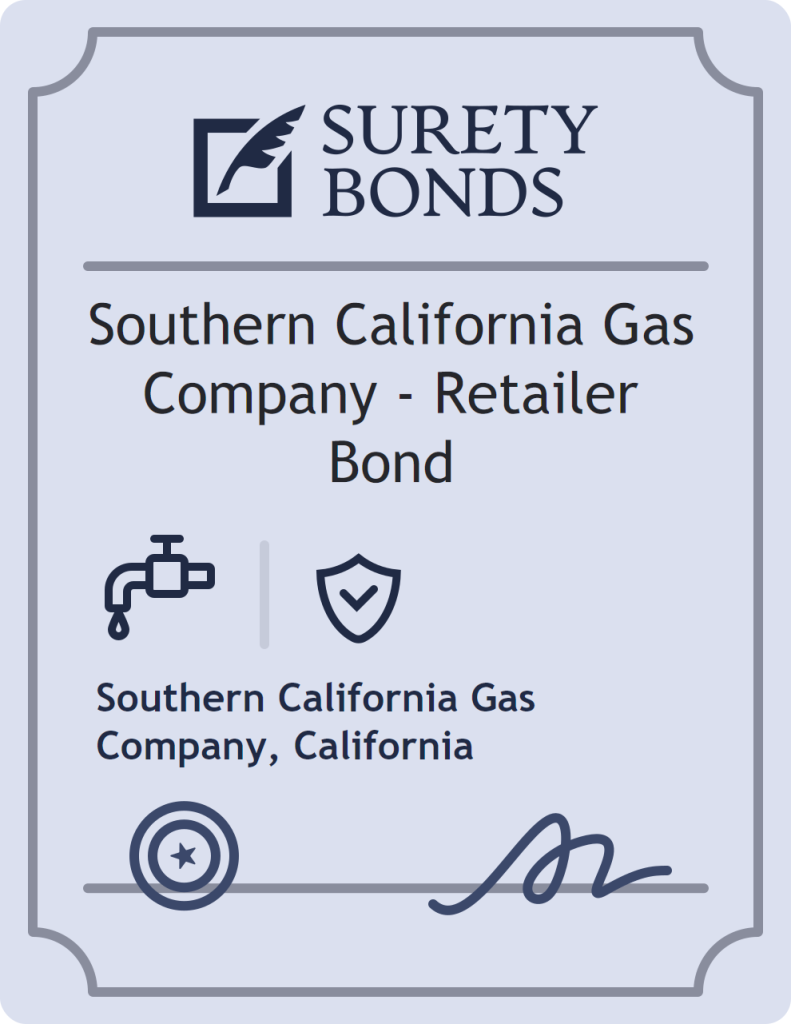Surety bond badge for Southern California Gas Company - Retailer Bond