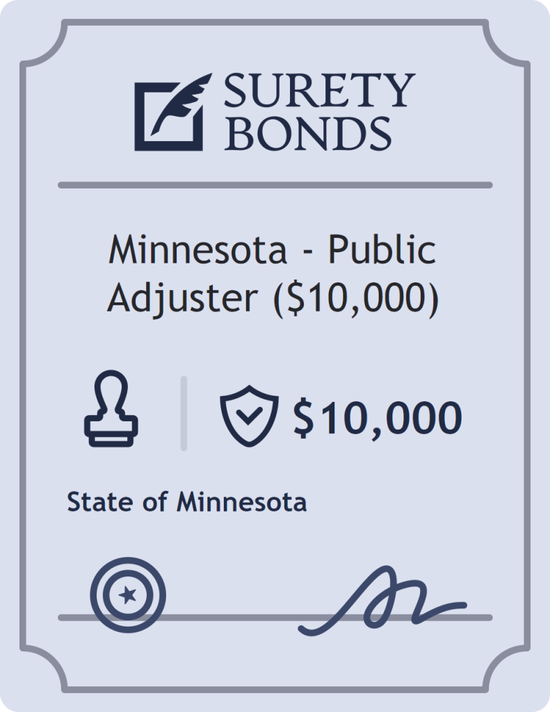 Surety bond badge for Minnesota - Public Adjuster ($10,000)