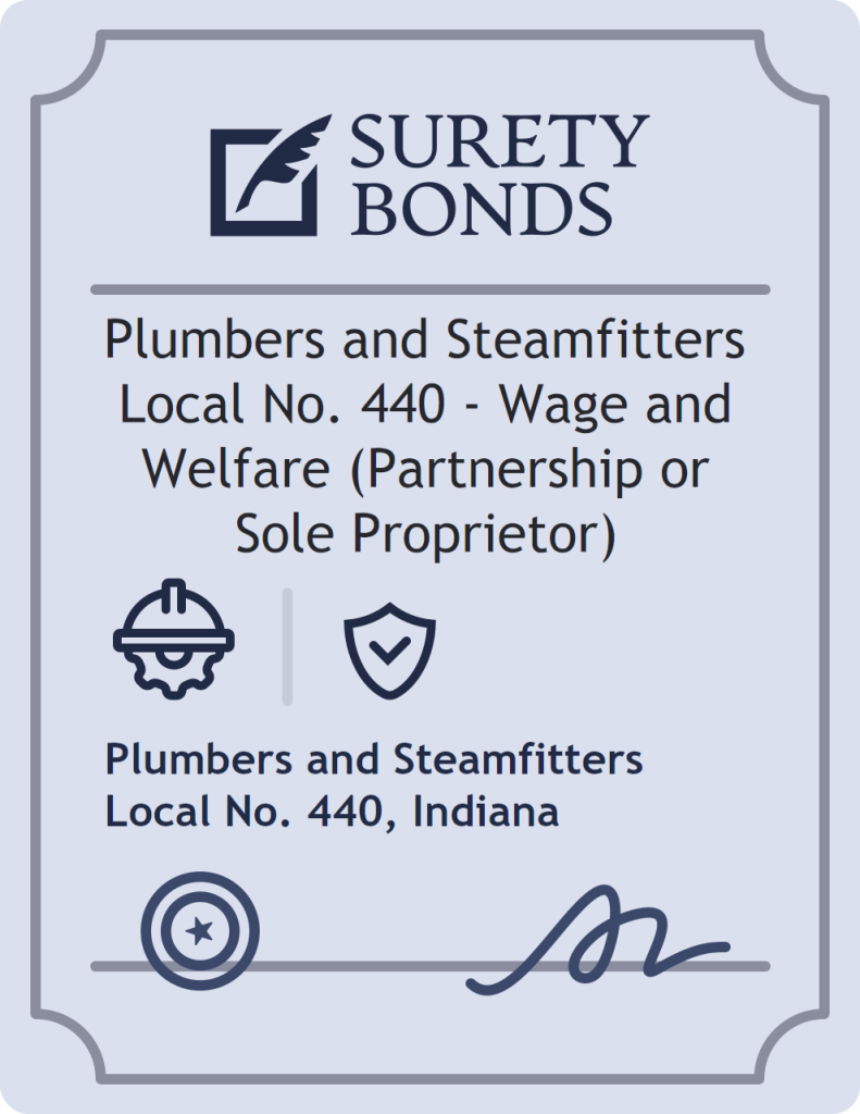 Surety bond badge for Plumbers and Steamfitters Local No. 440 - Wage and Welfare (Partnership or Sole Proprietor)
