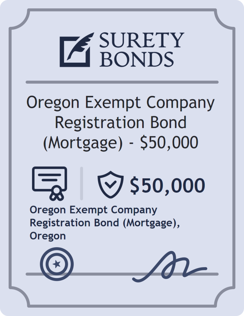 Surety bond badge for Oregon Exempt Company Registration Bond (Mortgage) - $50,000